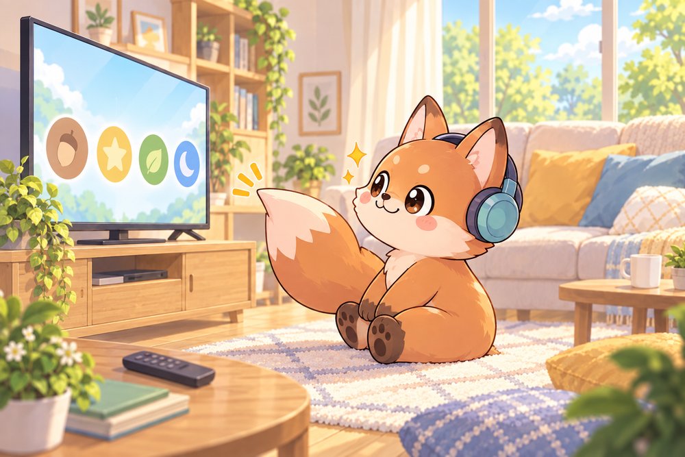 しっぽでプロフィールのアイコンを選ぶキツネのナビ助
